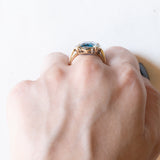 Anello vintage in oro giallo e in oro bianco 14K con spinello sintetico (6.50ct ca.) e diamanti, anni ‘80