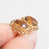 Orecchini punto luce in oro giallo 9K con quarzi citrini, anni ‘70