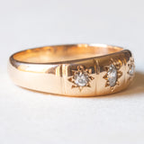 Anello gypsy retrò in oro giallo 14K con diamanti (0.16ctw ca.), anni ‘40