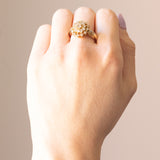 Anello vintage a margherita in oro giallo 14K con diamanti di taglio brillante (1ctw ca.), anni ‘60