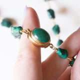 Collana vintage in oro giallo 18K con malachite, anni ‘60