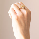 Anello vintage a margherita in oro giallo 14K con diamanti di taglio brillante (1ctw ca.), anni ‘60