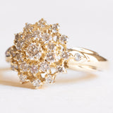 Anello vintage a margherita in oro giallo 14K con diamanti di taglio brillante (1ctw ca.), anni ‘60