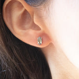 Orecchini punto luce vintage in oro bianco 10K con quarzi