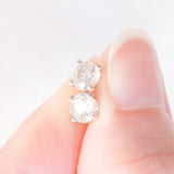 Orecchini punto luce in oro bianco 18K con diamanti di taglio vecchia Europa (0.81ctw ca.)