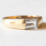 Anello a fascia vintage in oro giallo 14K con acquamarina (0.70ct ca.), anni ‘70