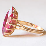 Anello vintage in oro giallo 14K con rubino sintetico (4.40ct ca.), anni ‘70