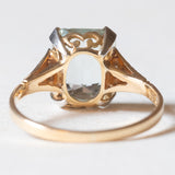 Anello Art Déco in oro giallo e in oro bianco 18K con acquamarina (3ct ca.) e diamanti di taglio rosetta, anni ‘30