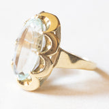 Anello vintage da cocktail in oro giallo 14K con acquamarina (8.30ct ca.), anni ‘60