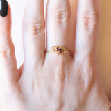 Anello vintage in oro giallo 18K con rubini e diamanti, anni ‘60