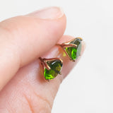 Orecchini punto luce in oro giallo 9K con cromodiopsidi