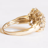 Anello vintage a margherita in oro giallo 14K con diamanti di taglio brillante (1ctw ca.), anni ‘60