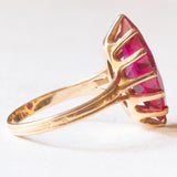 Anello vintage in oro giallo 14K con rubino sintetico (4.40ct ca.), anni ‘70