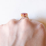 Anello vintage in oro giallo 14K con rubino sintetico (4.40ct ca.), anni ‘70