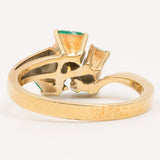Anello astratto vintage in oro giallo 18K con smeraldi, anni ‘70