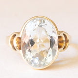 Anello da cocktail vintage in oro giallo 14K con acquamarina (2ct ca.), anni ‘60/‘70