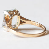 Anello Art Déco in oro giallo e in oro bianco 18K con acquamarina (3ct ca.) e diamanti di taglio rosetta, anni ‘30