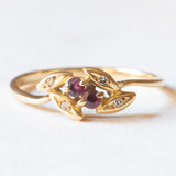 Anello vintage in oro giallo 18K con rubini e diamanti, anni ‘60