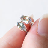 Orecchini punto luce vintage in oro bianco 10K con quarzi