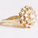 Anello vintage a margherita in oro giallo 14K con diamanti di taglio brillante (1ctw ca.), anni ‘60