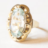 Anello vintage da cocktail in oro giallo 14K con acquamarina (8.30ct ca.), anni ‘60