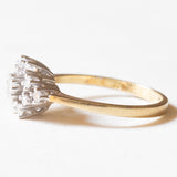 Anello vintage a margherita in oro giallo e in oro bianco 14K con diamanti di taglio brillante (0.35ctw ca.), anni '60
