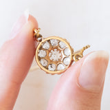 Collier con catenina in oro giallo 18K e con decorazione centrale convertita da orecchino antico in oro giallo 18K con diamanti di taglio rosetta (primi del ‘900)