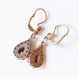 Orecchini pendenti vintage in oro giallo 9K con granati, anni ‘60