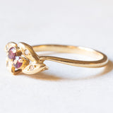 Anello vintage in oro giallo 18K con rubini e diamanti, anni ‘60