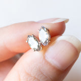 Orecchini punto luce vintage in oro bianco 10K con quarzi