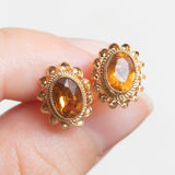 Orecchini punto luce in oro giallo 9K con quarzi citrini, anni ‘70