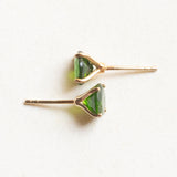 Orecchini punto luce in oro giallo 9K con cromodiopsidi