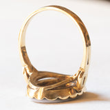 Anello vintage in oro giallo 14K con cammeo su agata, anni ‘60