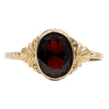 Anello solitario vintage in oro giallo 8K con granato, anni ‘50/‘60
