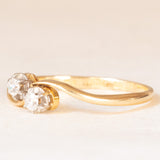 Toi et Moi vintage in oro giallo e bianco 18K con diamanti di taglio vecchia Europa (0.06ctw ca.), anni ‘60