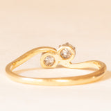 Toi et Moi vintage in oro giallo e bianco 18K con diamanti di taglio vecchia Europa (0.06ctw ca.), anni ‘60