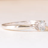 Trilogy vintage in oro bianco 9K con acquamarina (0.30ct ca.) e diamanti di taglio brillante (0.05ctw ca.)