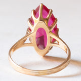 Anello vintage in oro giallo 14K con rubino sintetico (4.40ct ca.), anni ‘70