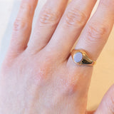 Anello antico da sigillo inglese in oro giallo 18K con agata, anno 1896