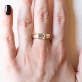 Anello a fascia vintage in oro giallo 14K con acquamarina (0.70ct ca.), anni ‘70