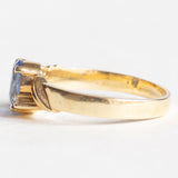 Anello vintage in oro giallo 18K con zaffiro (1.10ct ca.) e diamanti di taglio brillante (0.04ctw ca.), anni '60