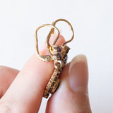 Orecchini pendenti vintage in oro giallo 9K con granati, anni ‘60