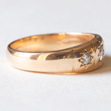 Anello gypsy retrò in oro giallo 14K con diamanti (0.16ctw ca.), anni ‘40