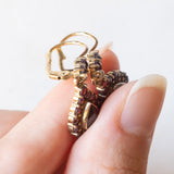 Orecchini pendenti vintage in oro giallo 9K con granati, anni ‘60