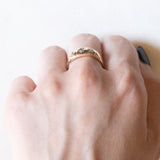 Anello gypsy retrò in oro giallo 14K con diamanti (0.16ctw ca.), anni ‘40