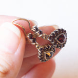 Orecchini pendenti vintage in oro giallo 9K con granati, anni ‘60