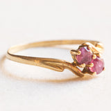 Anello Toi et Moi vintage in oro giallo 18K con rubini, anni ‘50/‘60