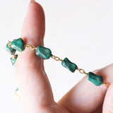 Collana vintage in oro giallo 18K con malachite, anni ‘60