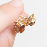 Orecchini punto luce in oro giallo 9K con quarzi citrini, anni ‘70