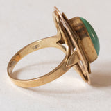 Anello Art Nouveau in oro giallo 14K con turchese, anni ‘20